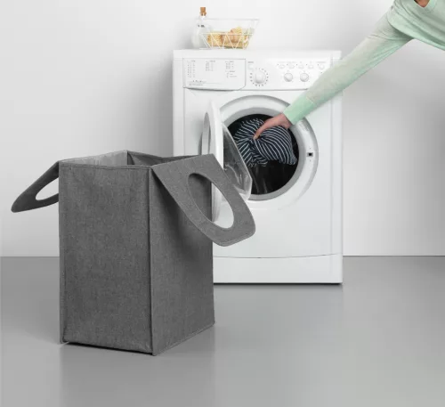 Brabantia Laundry Bags összehajtható szennyestartó táska, négyzet formájú, nagy méret 55L, borsfekete - 120381