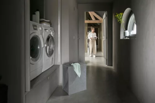 Brabantia Laundry Bags összehajtható szennyestartó táska, négyzet formájú, nagy méret 55L, borsfekete - 120381