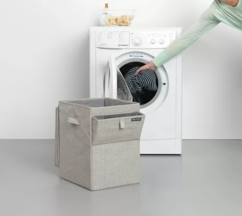 Brabantia Stackable Laundry Box egymásra helyezhető szennyestartó doboz, fix tetővel, téglalap formájú, 35L, szürke