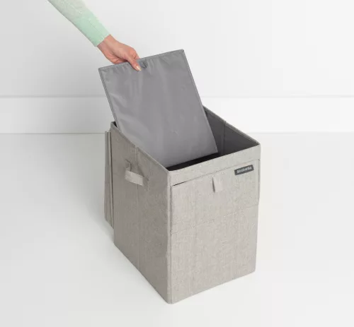 Brabantia Stackable Laundry Box egymásra helyezhető szennyestartó doboz, fix tetővel, téglalap formájú, 35L, szürke