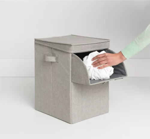 Brabantia Stackable Laundry Box egymásra helyezhető szennyestartó doboz, fix tetővel, téglalap formájú, 35L, szürke