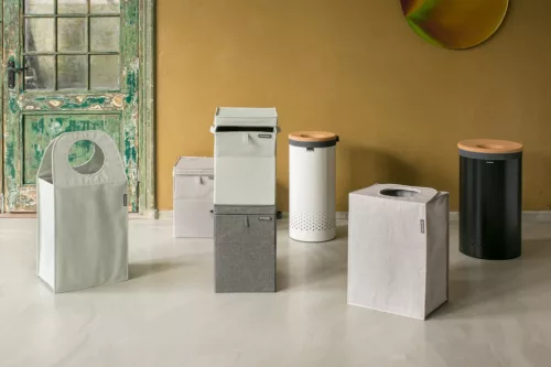 Brabantia Stackable Laundry Box egymásra helyezhető szennyestartó doboz, fix tetővel, téglalap formájú, 35L, szürke