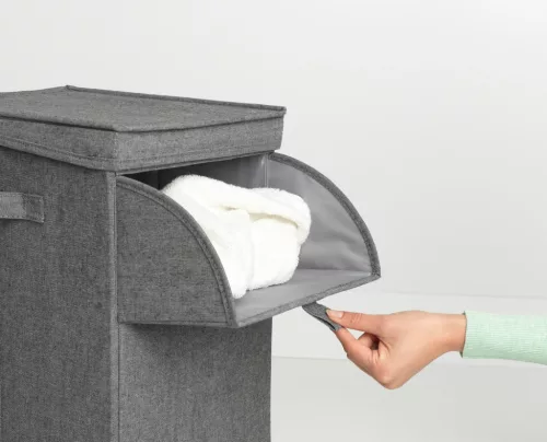 Brabantia Stackable Laundry Box egymásra helyezhető szennyestartó doboz, fix tetővel, téglalap formájú, 35L, borsfekete