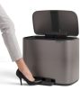 Brabantia Bo Pedal Bin pedálos szelektív hulladékgyűjtő szagmentesen záródó Soft-Close fedél, műanyag tartály, 11+23L