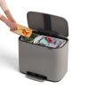 Brabantia Bo Pedal Bin pedálos szelektív hulladékgyűjtő szagmentesen záródó Soft-Close fedél, műanyag tartály, 11+23L