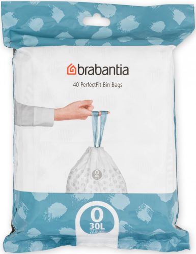 Brabantia PerfectFit szemeteszsák, O méret, 30L, visszazárható adagoló csomag, 40 zsák/csomag - 124846