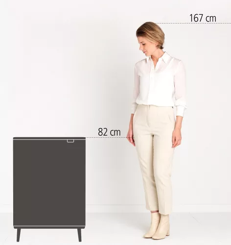 Brabantia Bo Touch Bin Hi hulladékgyűjtő Soft-Close fedéllel, magasított, lábakon álló, műanyag tartály, XXL, 60L