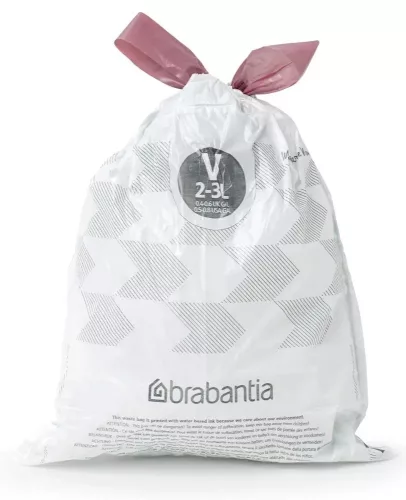 Brabantia PerfectFit szemeteszsák, V méret, 2-3L, Multipack 200 zsák, 10 tekercs, 20 zsák/tekercs - 137686