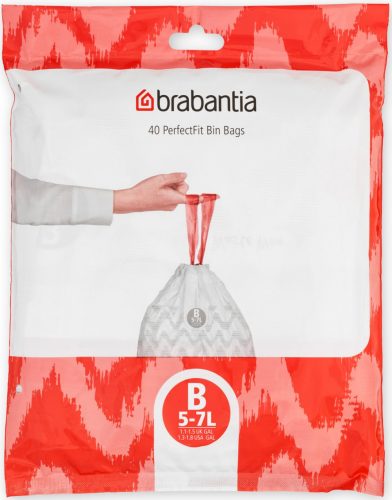 Brabantia PerfectFit szemeteszsák, B méret, 5-7L, visszazárható adagoló csomag, 40 zsák/csomag - 137747