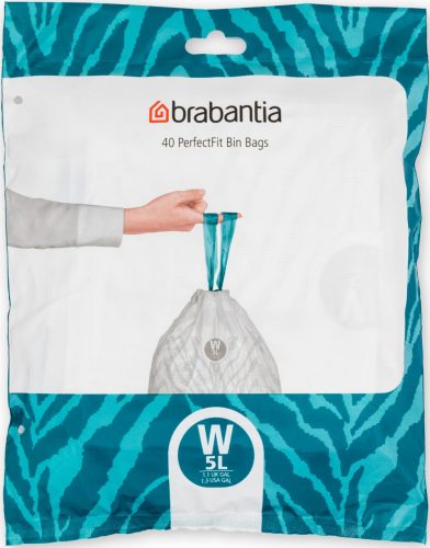 Brabantia PerfectFit szemeteszsák, W méret, 5L, visszazárható adagoló csomag, 40 zsák/csomag - 137846