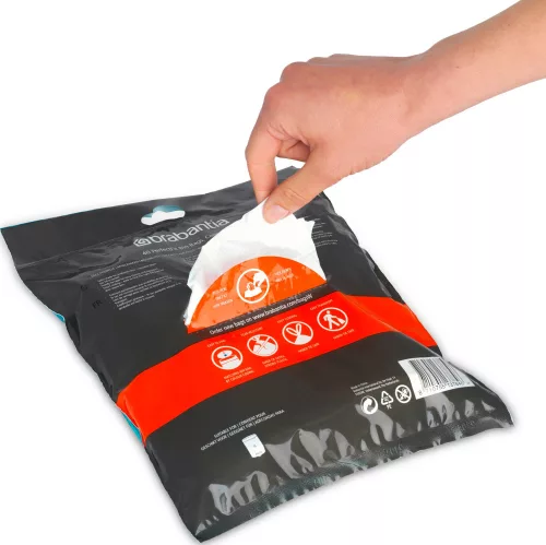 Brabantia PerfectFit szemeteszsák, W méret, 5L, visszazárható adagoló csomag, 40 zsák/csomag - 137846