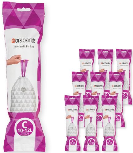 Brabantia PerfectFit szemeteszsák, C méret, 10-12L, Multipack 200 zsák, 10 tekercs, 20 zsák/tekercs - 137983