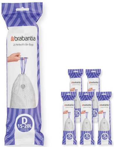 Brabantia PerfectFit szemeteszsák, D méret, 15-20L, Multipack 120 zsák, 6 tekercs, 20 zsák/tekercs - 138201