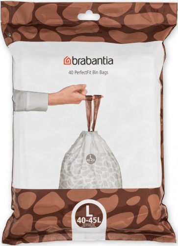 Brabantia PerfectFit szemeteszsák, L méret, 40-45L, visszazárható adagoló csomag, 40 zsák/csomag - 138645