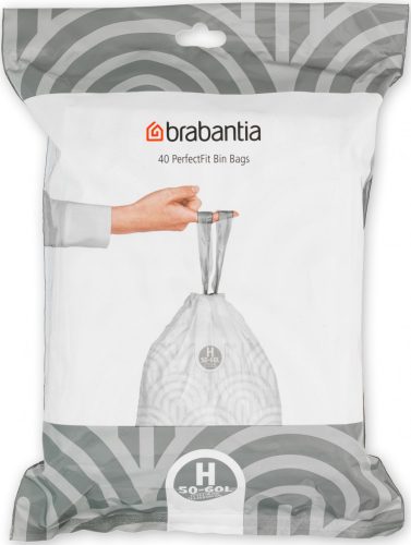 Brabantia PerfectFit szemeteszsák, H méret, 50-60L, visszazárható adagoló csomag, 40 zsák/csomag - 138744