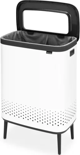 Brabantia Bo Laundry Bin lábakon álló szennyestartó szellőző nyílásokkal, tépőzáras, mosható szennyesgyűjtő zsák, Bo