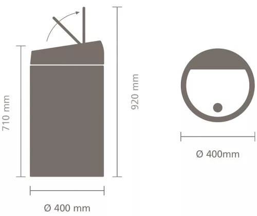 Brabantia Touch Bin nyomófedeles hulladékgyűjtő XXL, 60L - H méret, világos bézs acél test, világos bézs fedő - 200762