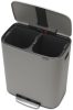 Brabantia Bo Pedal Bin pedálos szelektív hulladékgyűjtő szagmentesen záródó Soft-Close fedél, műanyag tartály, 2x30L