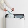 Brabantia Bo Touch Bin nyomófedeles hulladékgyűjtő XXL, padlón álló, műanyag tartály, 2x30L - O méret, acél, fehér