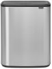 Brabantia Bo Touch Bin nyomófedeles hulladékgyűjtő XXL, padlón álló, műanyag tartály, 2x30L - O méret, r.m. acél, selyem