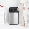 Brabantia Bo Touch Bin nyomófedeles hulladékgyűjtő XXL, padlón álló, műanyag tartály, 2x30L - O méret, r.m. acél, selyem