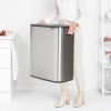 Brabantia Bo Touch Bin nyomófedeles hulladékgyűjtő XXL, padlón álló, műanyag tartály, 2x30L - O méret, r.m. acél, selyem