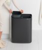 Brabantia Bo Touch Bin nyomófedeles hulladékgyűjtő XXL, padlón álló, műanyag tartály, 2x30L - O méret, acél, matt fekete