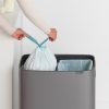 Brabantia Bo Touch Bin nyomófedeles hulladékgyűjtő XXL, padlón álló, műanyag tartály, 2x30L - O méret, acél,