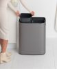 Brabantia Bo Touch Bin nyomófedeles hulladékgyűjtő XXL, padlón álló, műanyag tartály, 2x30L - O méret, acél,