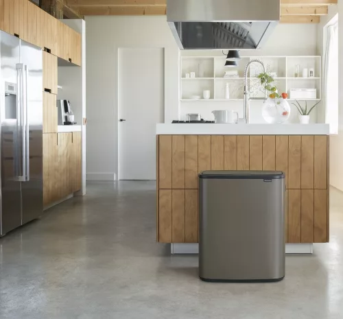 Brabantia Bo Touch Bin nyomófedeles hulladékgyűjtő XXL, padlón álló, műanyag tartály, 2x30L - O méret, acél,