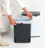 Brabantia Bo Waste Bin hulladékgyűjtő felnyitható, Soft-Close fedéllel, műanyag tartály, 12L - C méret, acél, fehér