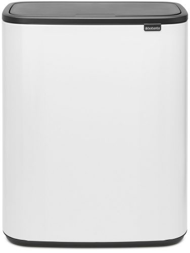 Brabantia Bo Touch Bin nyomófedeles hulladékgyűjtő XXL, padlón álló, műanyag tartály, 60L - M méret, acél, fehér