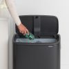 Brabantia Bo Touch Bin nyomófedeles hulladékgyűjtő XXL, padlón álló, műanyag tartály, 60L - M méret, acél, matt fekete