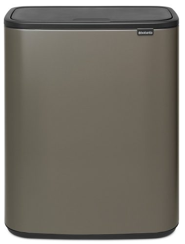 Brabantia Bo Touch Bin nyomófedeles hulladékgyűjtő XXL, padlón álló, műanyag tartály, 60L - M méret, acél, platinaszürke