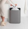 Brabantia Bo Touch Bin nyomófedeles hulladékgyűjtő XXL, padlón álló, műanyag tartály, 60L - M méret, acél, platinaszürke