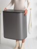 Brabantia Bo Touch Bin nyomófedeles hulladékgyűjtő XXL, padlón álló, műanyag tartály, 60L - M méret, acél, platinaszürke