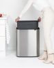 Brabantia Bo Touch Bin nyomófedeles hulladékgyűjtő XXL, padlón álló, műanyag tartály, 60L - M méret, r.m. acél, selyem