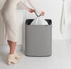 Brabantia Bo Touch Bin nyomófedeles hulladékgyűjtő XXL, padlón álló, műanyag tartály, 60L - M méret, acél, betonszürke