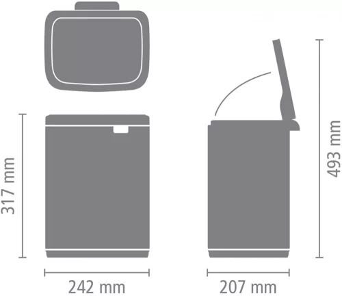 Brabantia Bo Waste Bin hulladékgyűjtő felnyitható, Soft-Close fedéllel, fali/álló, műanyag tartály, 7L - B méret, acél,