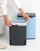 Brabantia Bo Waste Bin hulladékgyűjtő felnyitható, Soft-Close fedéllel, műanyag tartály, 12L - C méret, acél, álomkék