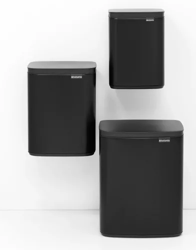 Brabantia Bo Waste Bin hulladékgyűjtő felnyitható, Soft-Close fedéllel, műanyag tartály, 12L - C méret, acél, matt