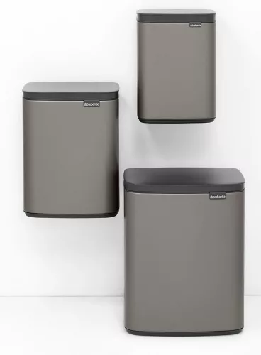 Brabantia Bo Waste Bin hulladékgyűjtő felnyitható, Soft-Close fedéllel, műanyag tartály, 12L - C méret, acél,