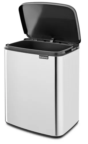 Brabantia Bo Waste Bin hulladékgyűjtő felnyitható, Soft-Close fedéllel, műanyag tartály, 12L - C méret, r.m. acél,