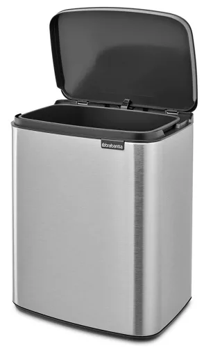 Brabantia Bo Waste Bin hulladékgyűjtő felnyitható, Soft-Close fedéllel, műanyag tartály, 12L - C méret, r.m. acél,