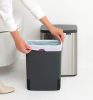 Brabantia Bo Waste Bin hulladékgyűjtő felnyitható, Soft-Close fedéllel, műanyag tartály, 12L - C méret, r.m. acél,