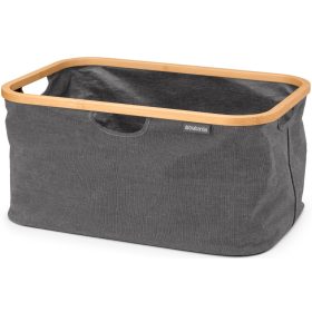   Brabantia Foldable Laundry Basket összehajtható szennyestartó kosár, bambusz peremmel, 40L kapacitás, borsfekete
