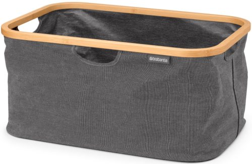 Brabantia Foldable Laundry Basket összehajtható szennyestartó kosár, bambusz peremmel, 40L kapacitás, borsfekete