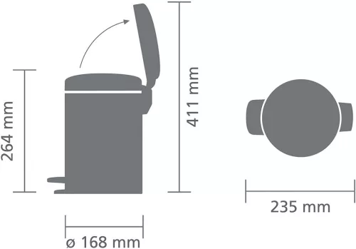 Brabantia NewIcon pedálos hulladékgyűjtő szagmentesen záródó Soft-Close fedél, műanyag tartály, 3L - V méret, acél, jáde
