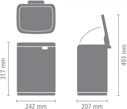 Brabantia Bo Waste Bin hulladékgyűjtő felnyitható, Soft-Close fedéllel, fali/álló, műanyag tartály, 7L - B méret, acél,