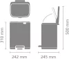 Brabantia Bo Pedal Bin pedálos hulladékgyűjtő szagmentesen záródó Soft-Close fedél, karcsú, négyzetes forma, műanyag